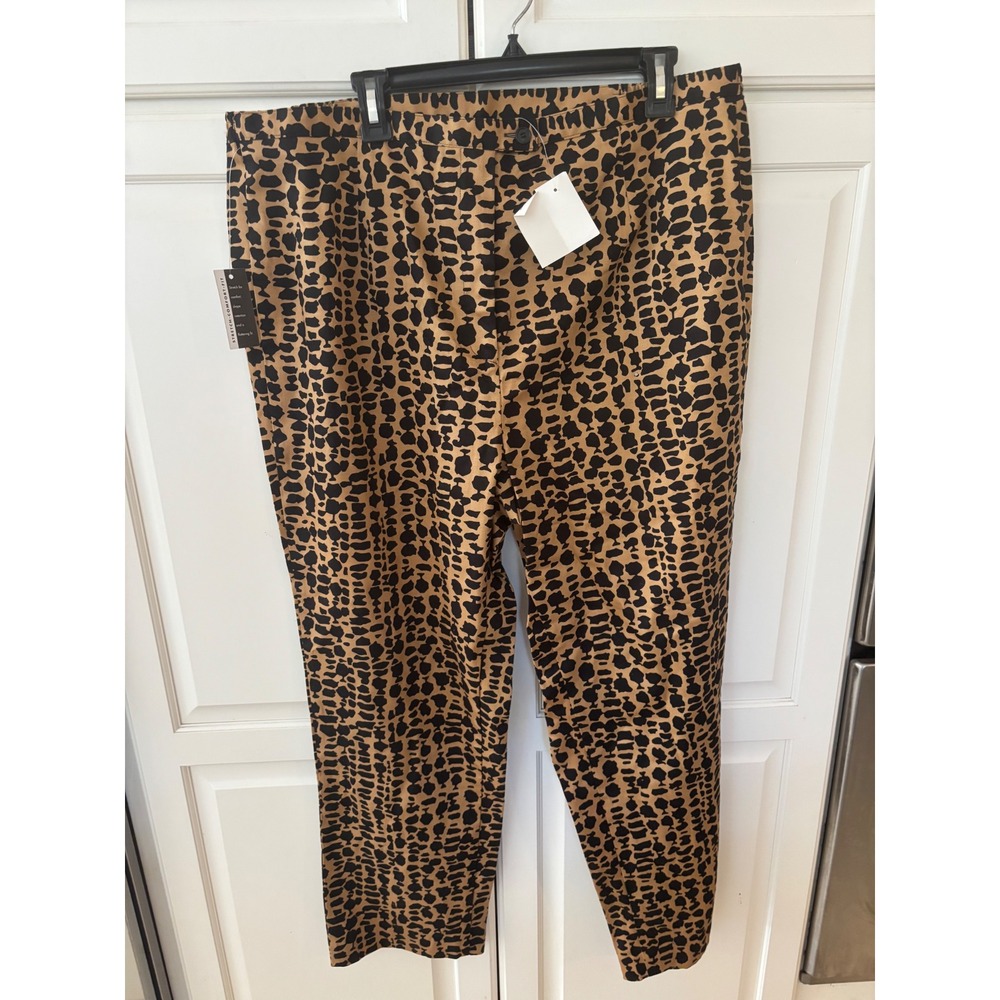 August Max Woman Leopard Print Stretch Comfort Fit Pants 18W Tan Black‎ 4391C